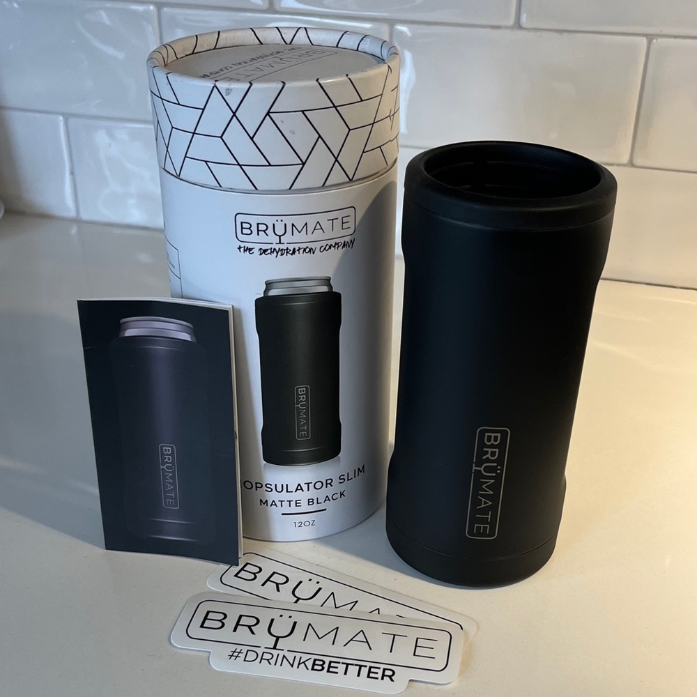 BrüMate Hopsulator Slim Can Insulated Cooler for 12oz Slim Cans, Matte Black - Picture 8 of 11